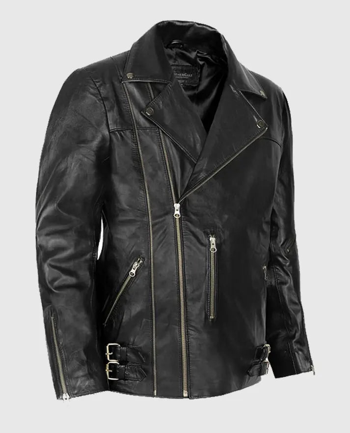 Men's Black Biker Leather Jacket