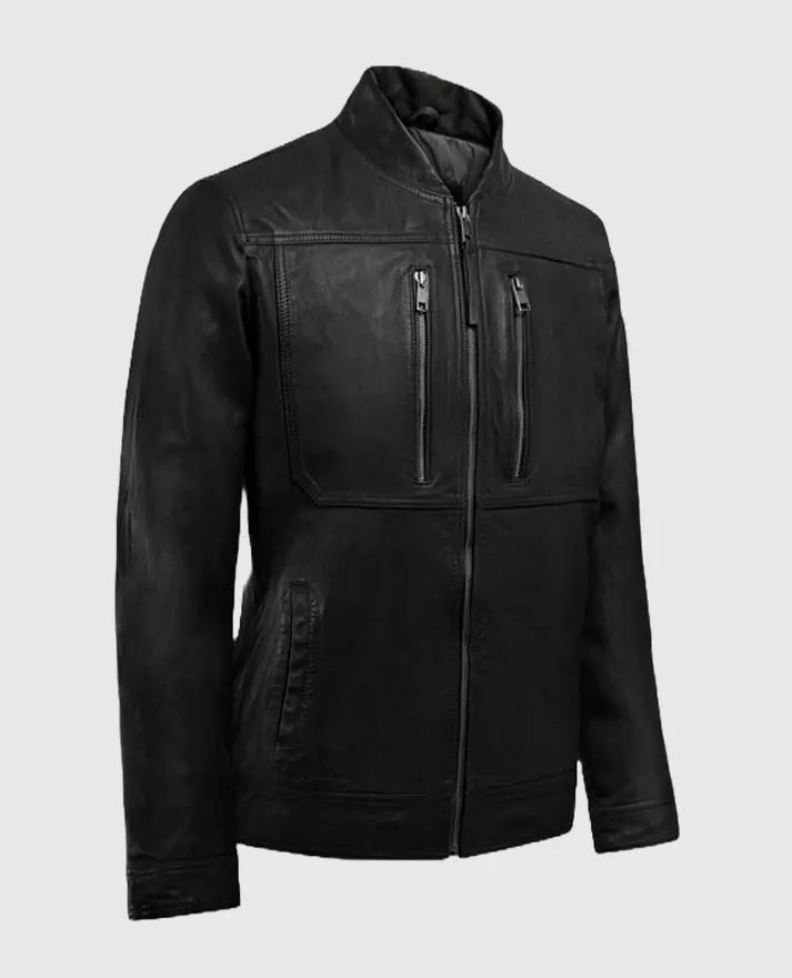 Men's Biker Thunder Storm Black Leather Jacket