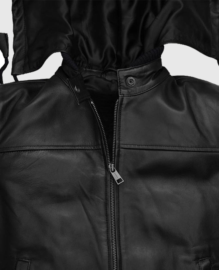 Women's Symphony Leather Jacket with Detachable Hood