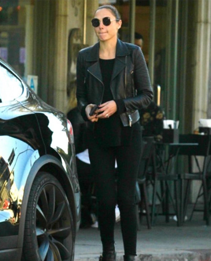 Gal Gadot Black Leather Jacket