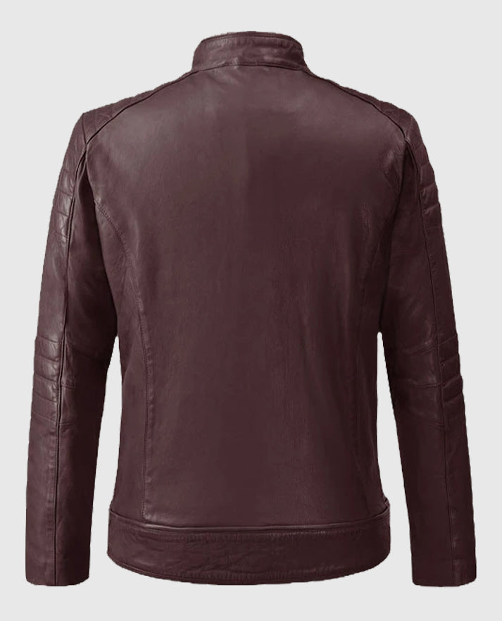 Men's Moto Firefly Burgundy Leather Jacket