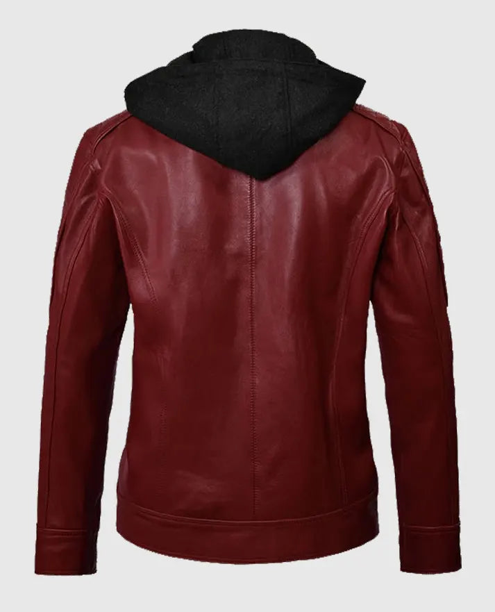Men's Leather Hooded Rodeo Jacket