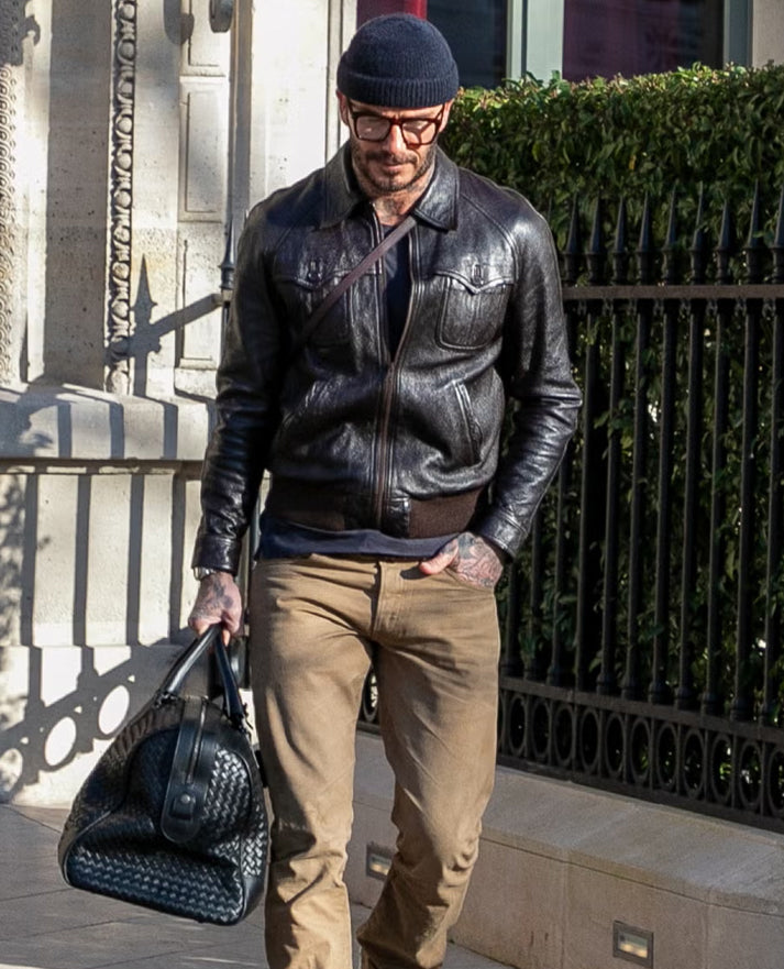 David Beckham Brown Leather Jacket