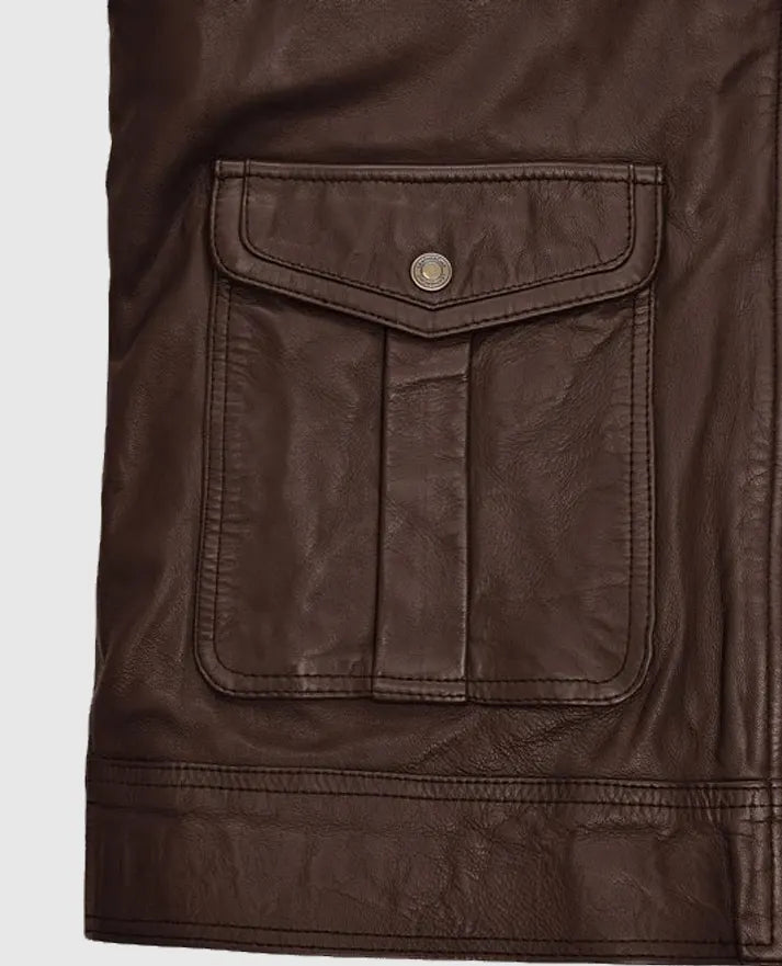 Men's Retro Style Leather Brown Jacket