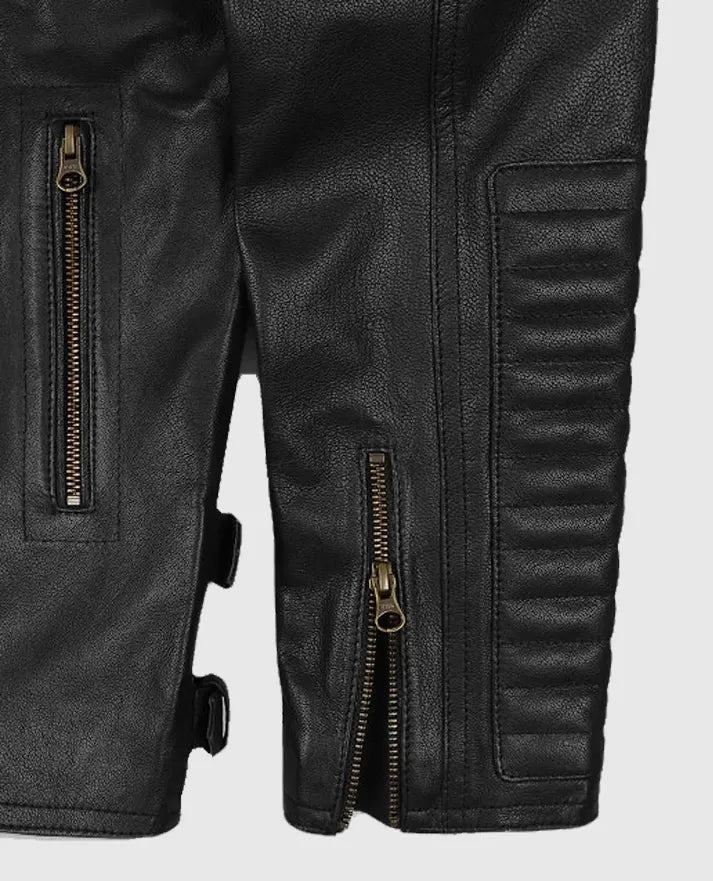 Men's Black Biker Asymmetrical Leather Jacket