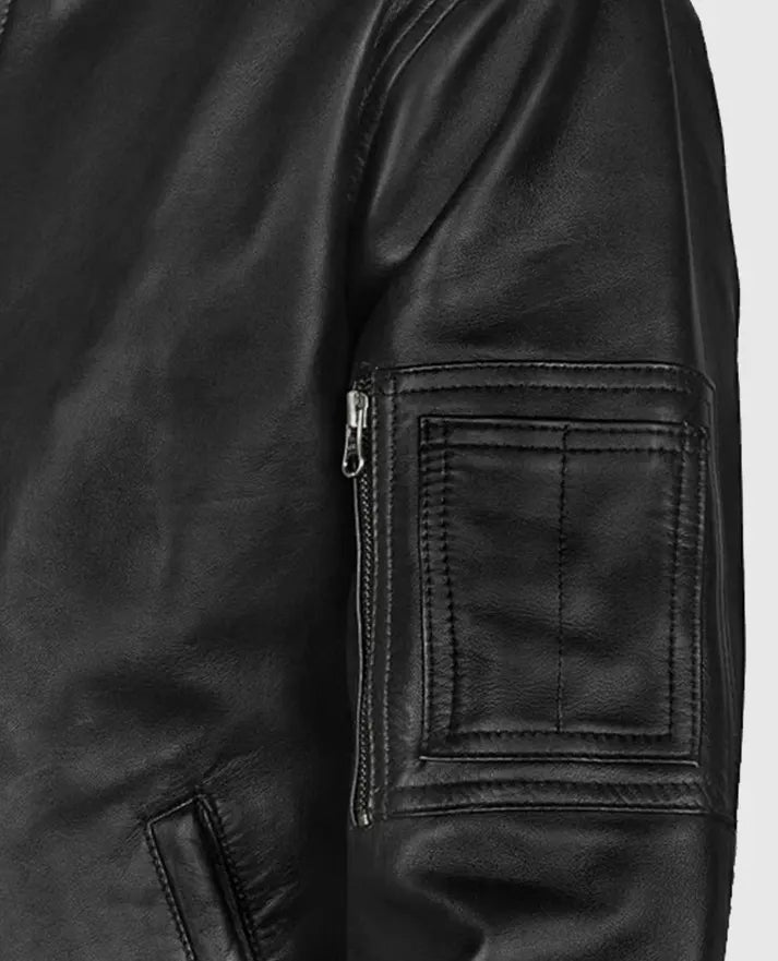 Men's Leather MA-1 Bomber Jacket