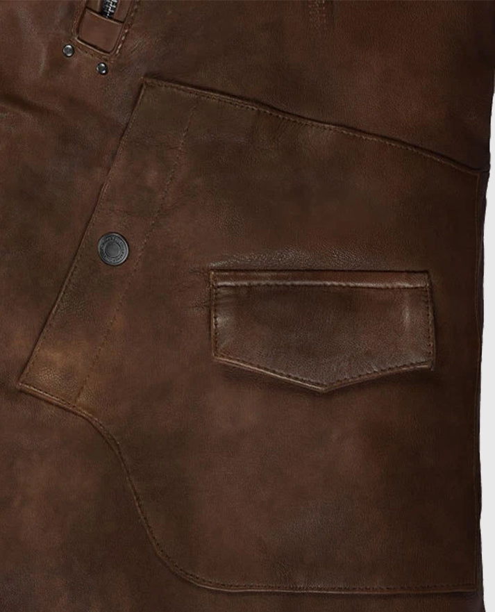 Men's Rider Falcon Spanish Brown Leather Jacket