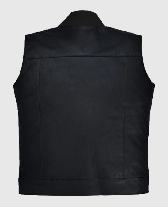 Men's Casual Black Leather Vest