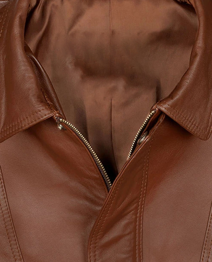 Men's Brown Aviator Bomber Leather Jacket