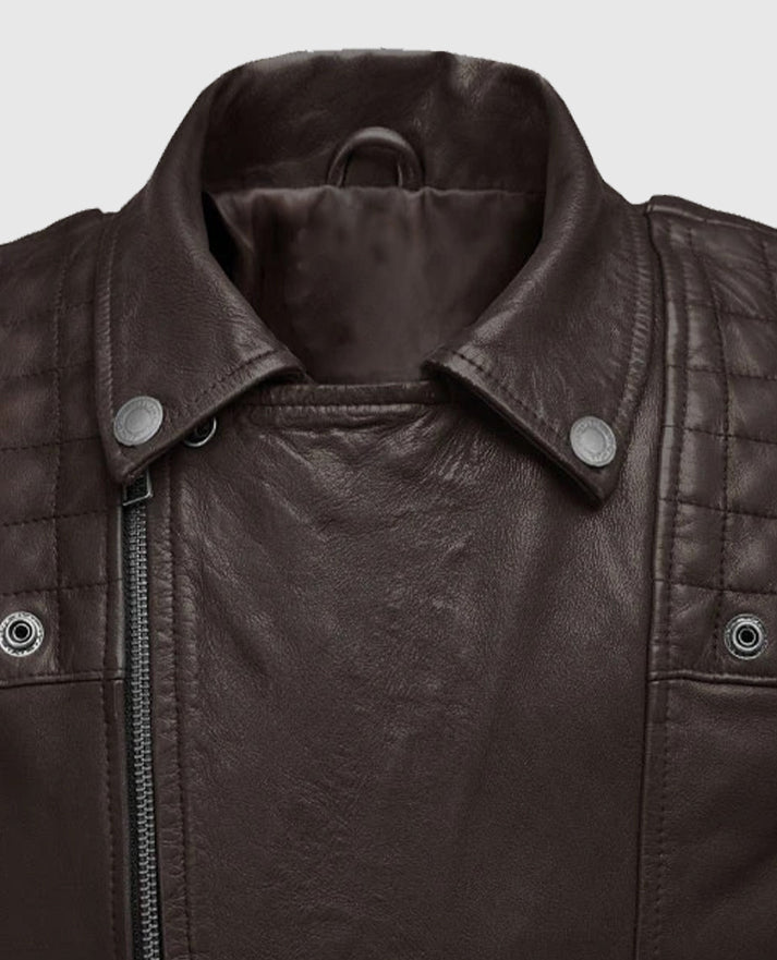 Men's Brown Ironwood Leather Biker Jacket