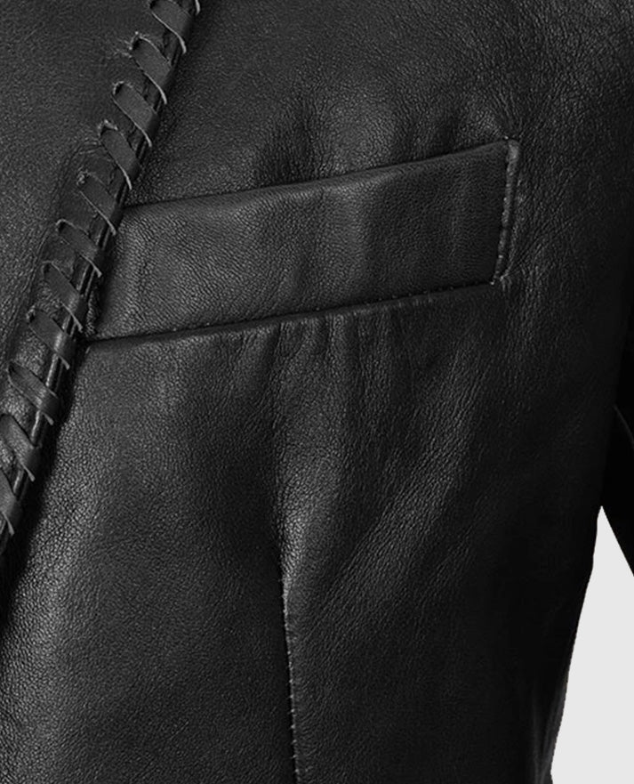 Men's Leather Medieval Blazer in Black