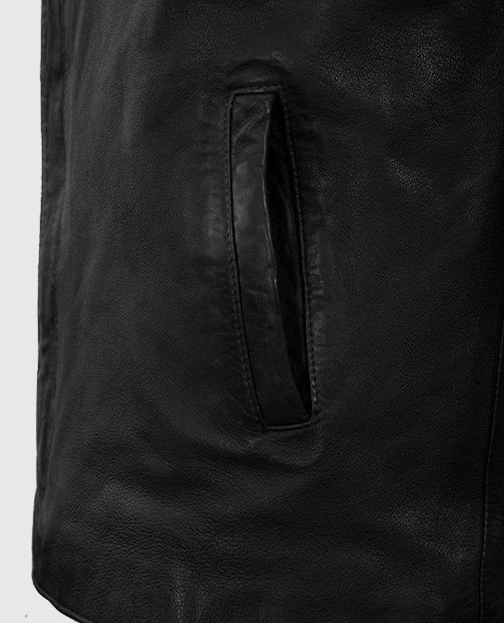 Men’s Black Leather Motorad Biker Jacket