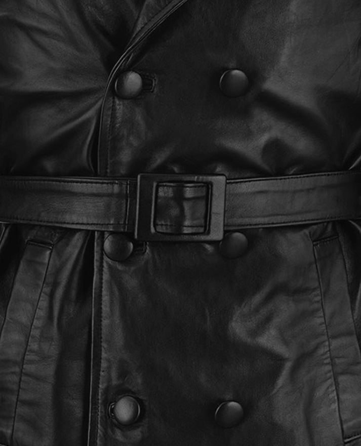 Men's Leather Vintage 1970's Trench Coat