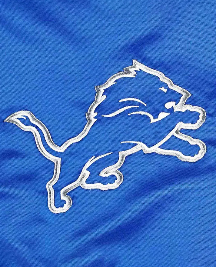 The Pick and Roll Detroit Lions Blue Full-Snap Satin Jacket