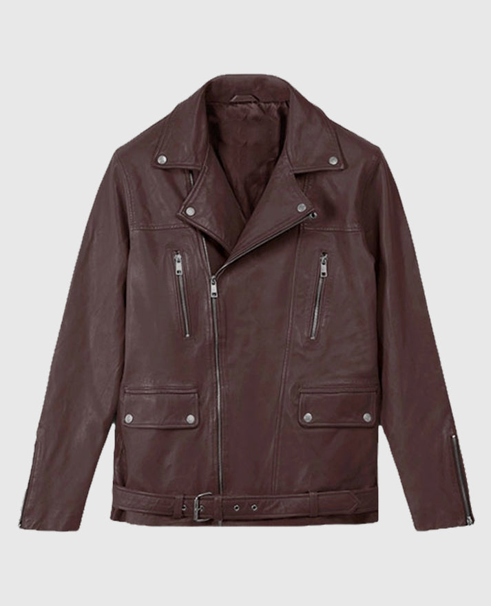 Men's Dauntless Burgundy Biker Leather Jacket