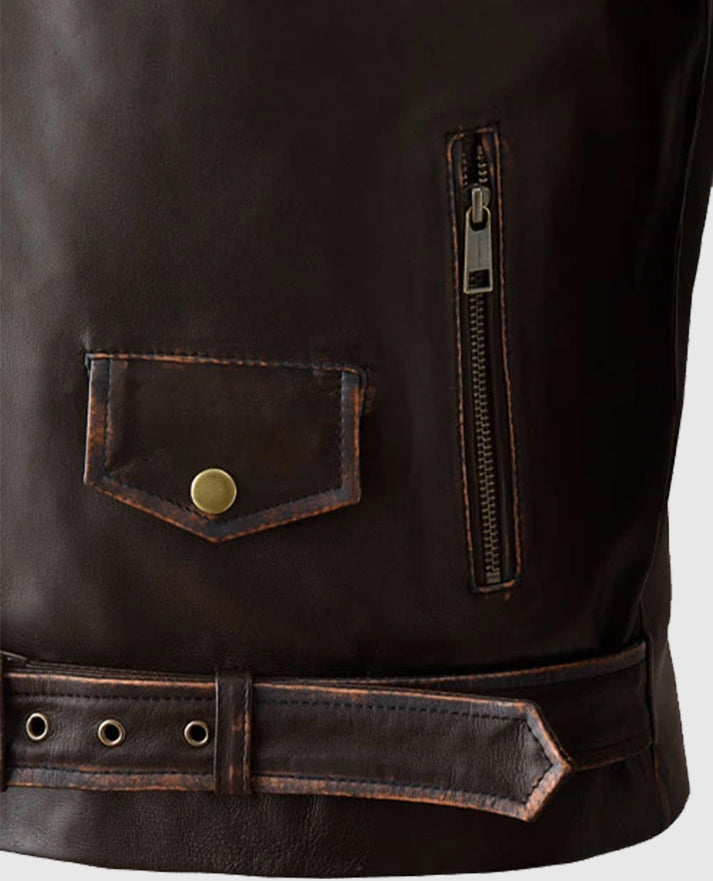 Men's Enforcer Biker Dark Brown Leather Jacket