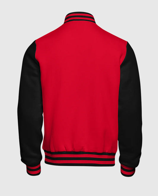 Casual Red and Black Varsity Jacket