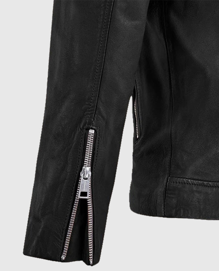 Men’s Beast Biker Leather Jacket in Black