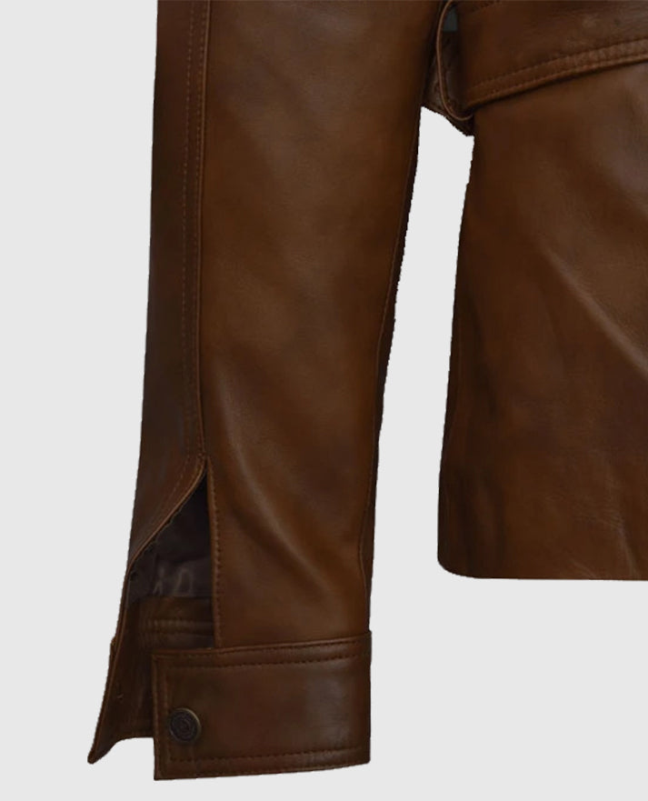 The Kingsman Harris Dickinson Brown Leather Jacket