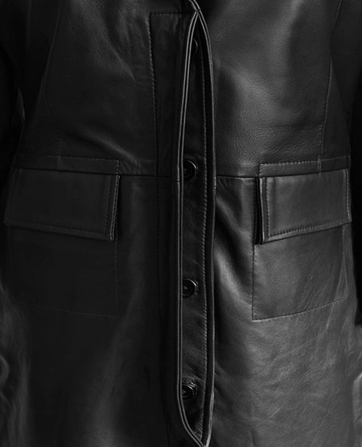 Margot Robbie Wolf Of Wall Street Leather Long Coat