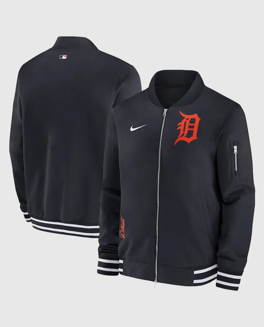 Detroit Tigers Black Bomber Full-Zip Black Jacket