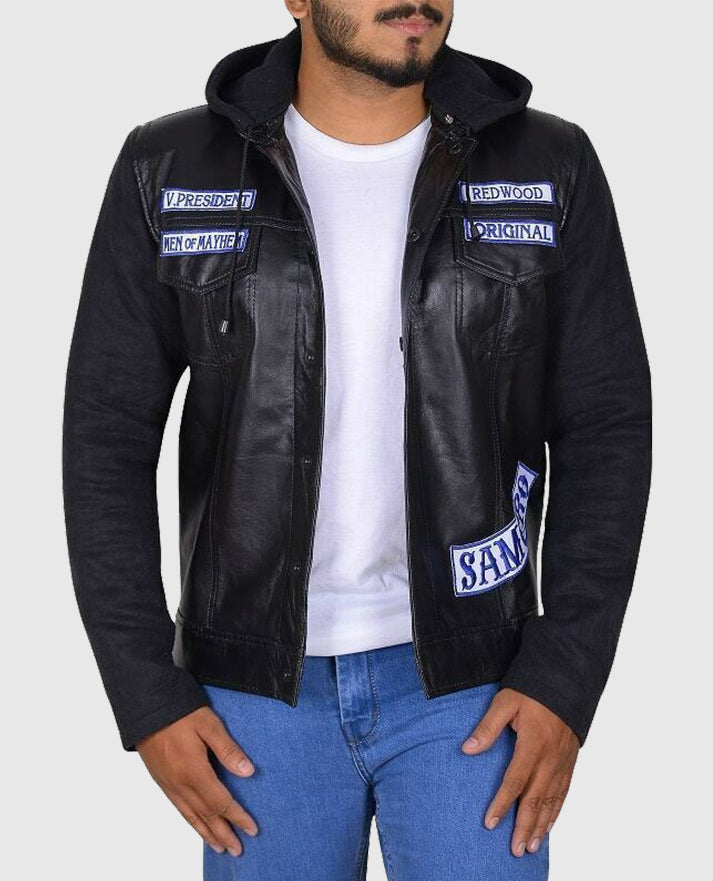 Jax Teller Sons of Anarchy Hooded Leather Black Jacket