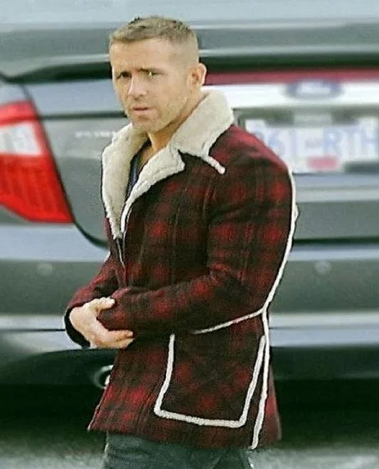 Ryan Reynolds Wade Wilson Deadpool Red Shearling Jacket