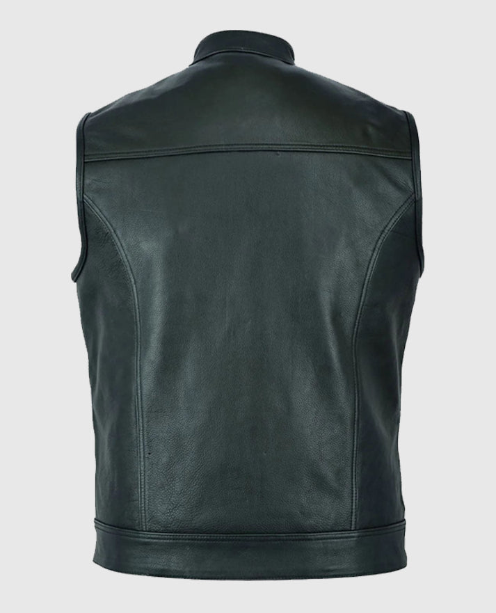Sons Of Anarchy Inspired Black Biker Real Leather Vest