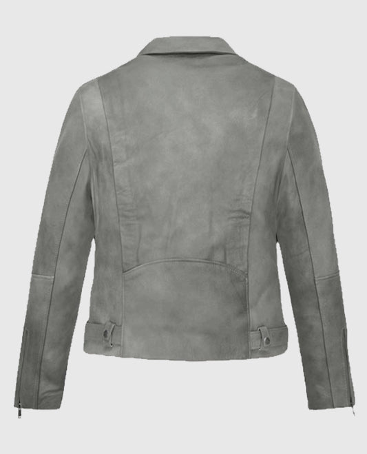 Women's Gray Suede Leather Jacket