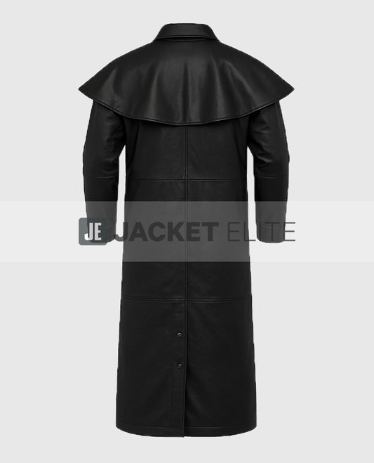 Men's Leather Long Black Duster