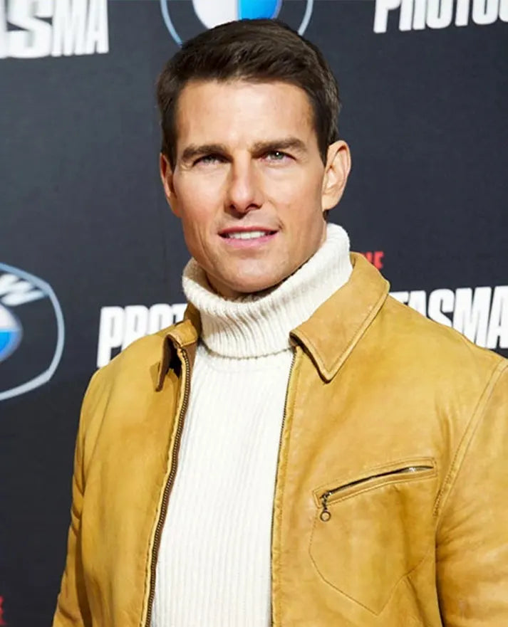 Tom Cruise Mission Impossible 4 Premiere yellow Leather Jacket