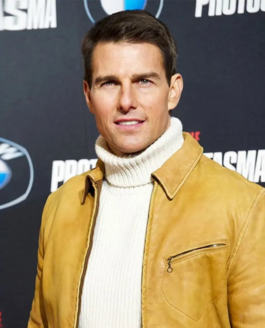 Tom Cruise Mission Impossible 4 Premiere yellow Leather Jacket