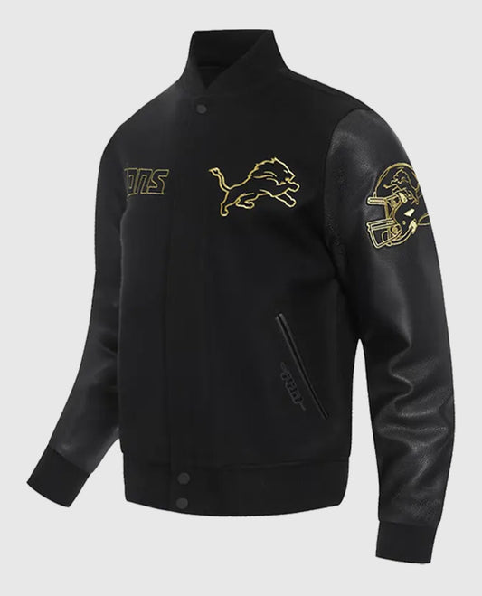 Detroit Lions Full-Zip Black Varsity Jacket