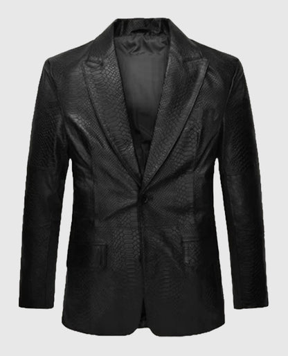 Men's Catwalk Black Python Leather Blazer