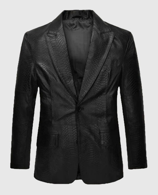 Men's Catwalk Black Python Leather Blazer