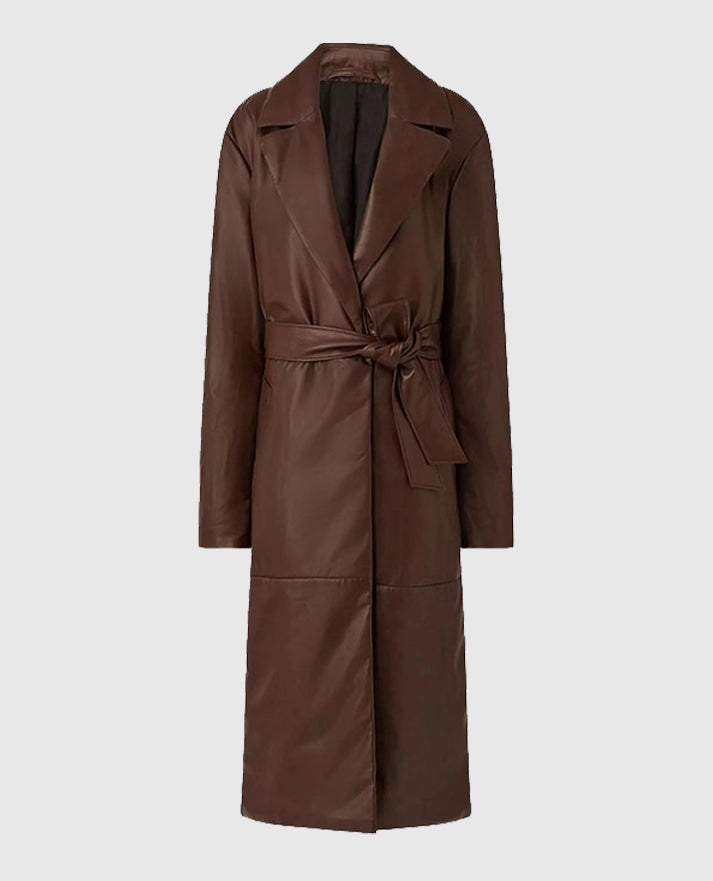 Women's Long Vintage 90's Leather Coat