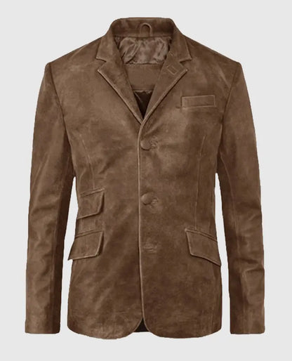 Men's Brown Quaint Leather Blazer