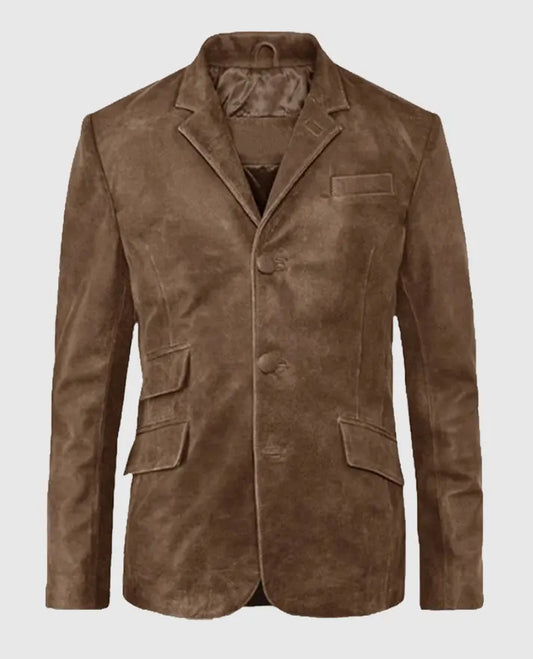 Men's Brown Quaint Leather Blazer