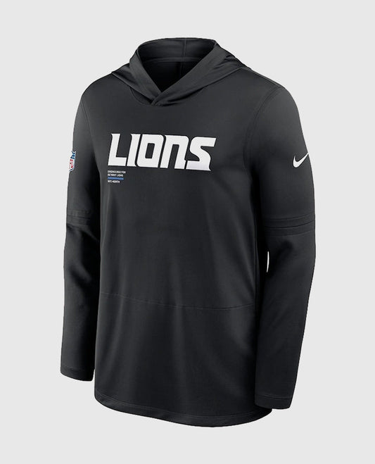 Detroit Lions Sideline Performance Long Sleeve Hoodie T-Shirt