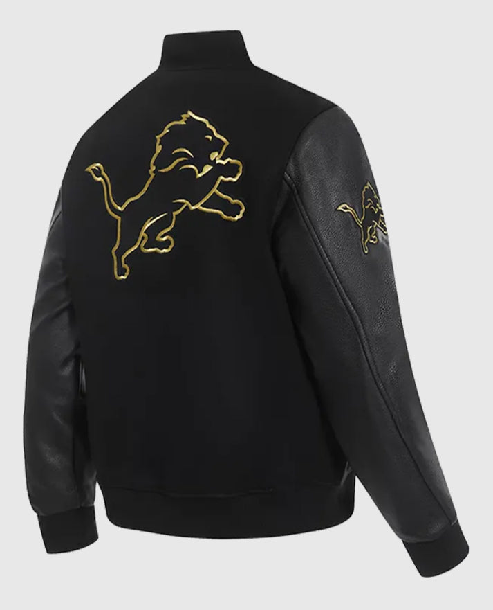 Detroit Lions Full-Zip Black Varsity Jacket