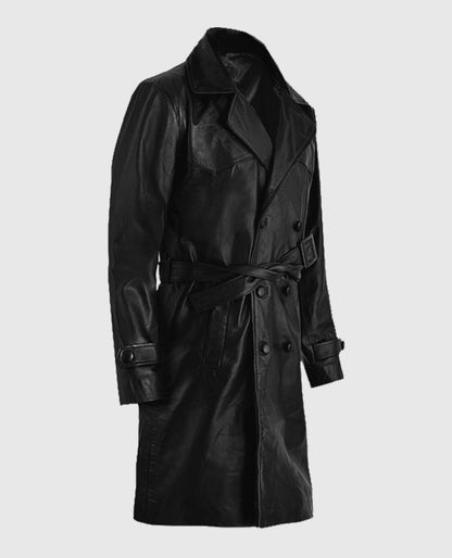 Men's Leather Vintage 1970's Trench Coat