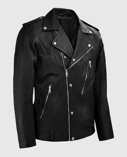Men’s Beast Biker Leather Jacket in Black