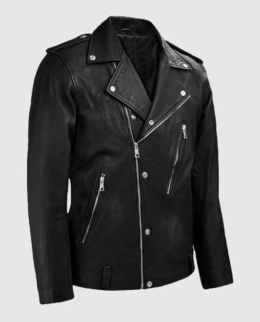 Men’s Beast Biker Leather Jacket in Black