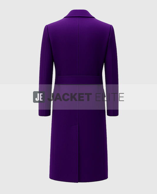 Men’s Purple Double-Breasted Long Trench Coat