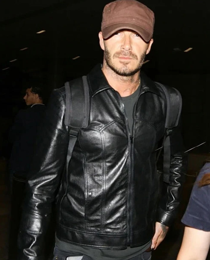 David Beckham Black Leather Jacket