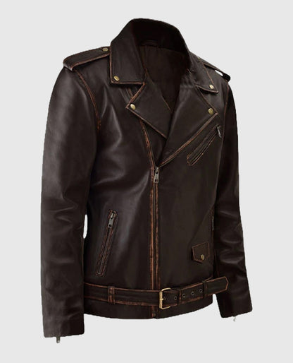 Men's Enforcer Biker Dark Brown Leather Jacket