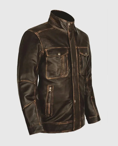 Men's Dark Brown Retro Leather Jacket