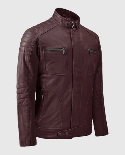 Men's Moto Firefly Burgundy Leather Jacket