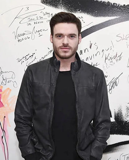 Richard Madden Black Leather Jacket