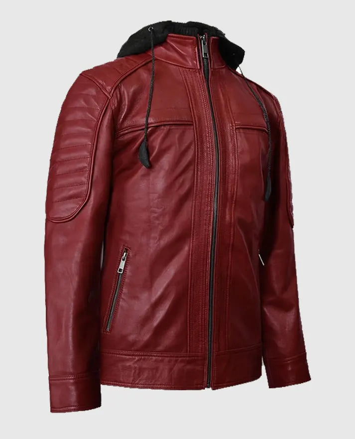 Men's Leather Hooded Rodeo Jacket